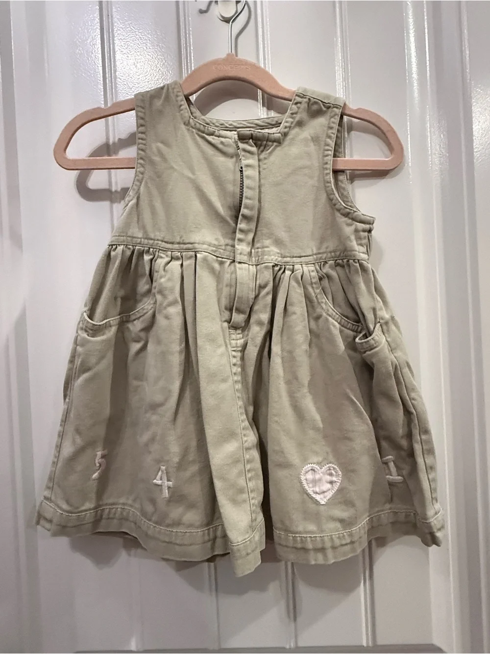 GAP Beige Pocket Skirt Dress with Embroidered Heart